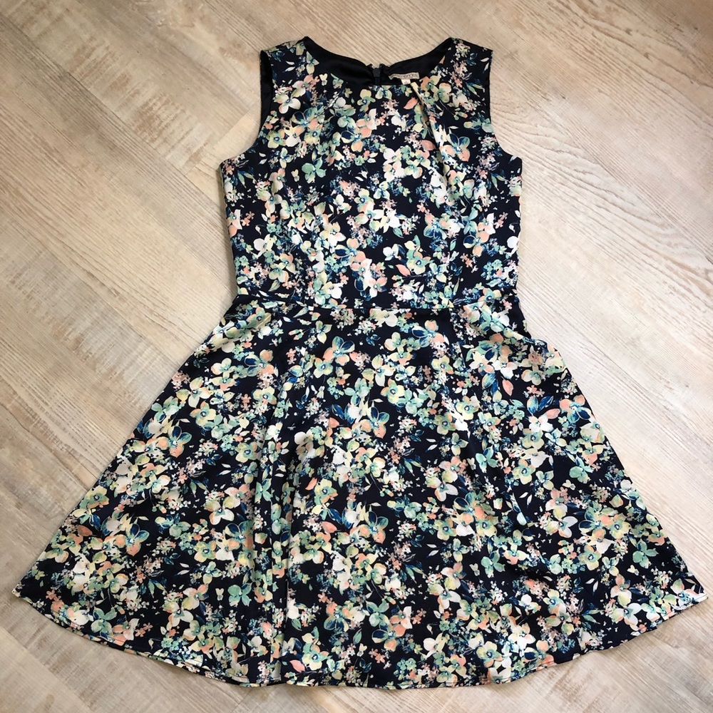 Eva Mendes for New York & Company Floral Mini Dress - Black and Multicolor